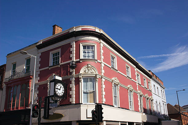 red brick building old architecture above the shops in Derby city centre UK derby city stock pictures, royalty-free photos & images