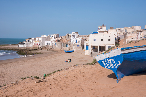 Agadir, Morocco - March 02, 2016: Landscape on the beach of the village of Tifnit
