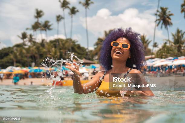Woman Having Fun At Porto De Galinhas Beach Stock Photo - Download Image Now - Beach, Brazil, People