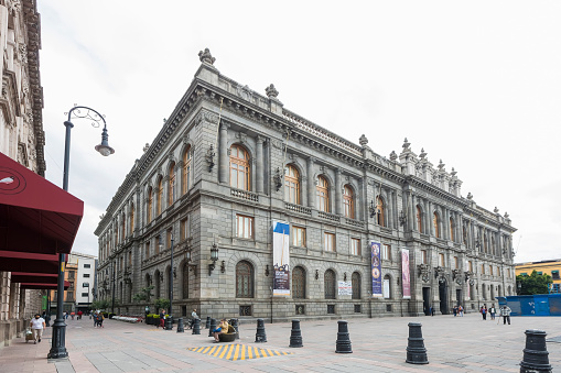 Mexico City, CDMX, Mexico, OCT 17, 2021, architectural details of the National Museum of Art of Mexico, historic center of Mexico