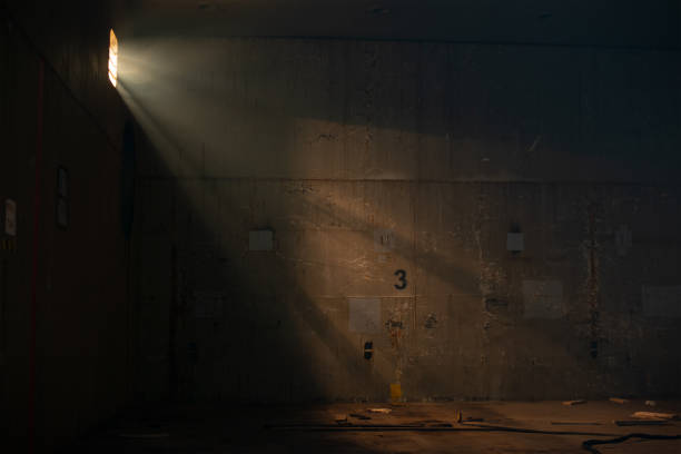 istock Texture dark steel floor and rusty wall with mist or fog. 1394081357