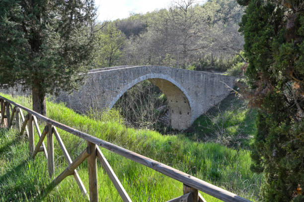 Pesciano Bridge on the Via Amerina stock photo