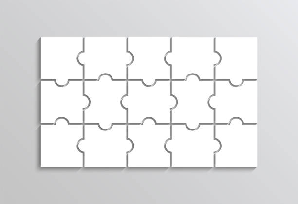 ilustrações, clipart, desenhos animados e ícones de grade de quebra-cabeças com 15 peças. jigsaw pensando jogo. ilustração vetorial. - blank puzzle