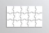 istock Puzzle grid with 15 pieces. Jigsaw thinking game. Vector illustration. 1394092623