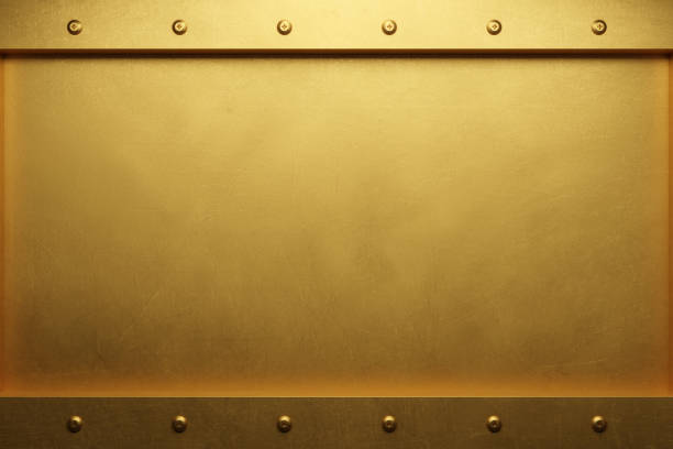 fondo metallo dorato. texture metallica spazzolata. rendering 3d - bronze brass textured copper foto e immagini stock