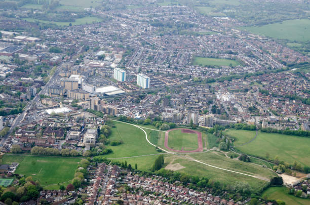 istock Feltham Town Centre, aerial view 1394097501