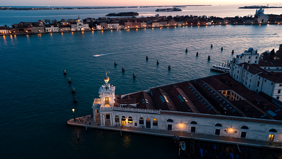 beautiful picture of Venice taken from above at dusk