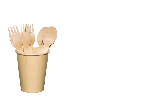 istock Paper cup and cutlery isolated. 1394105510