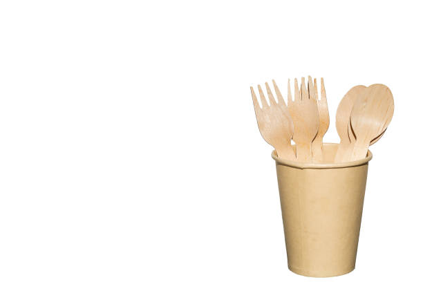 istock Paper cup and cutlery isolated. 1394105512