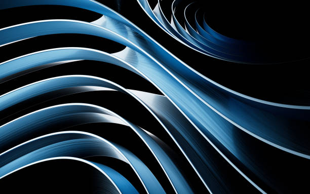 istock Metal curve geometry with dark background, 3d rendering. 1394109944