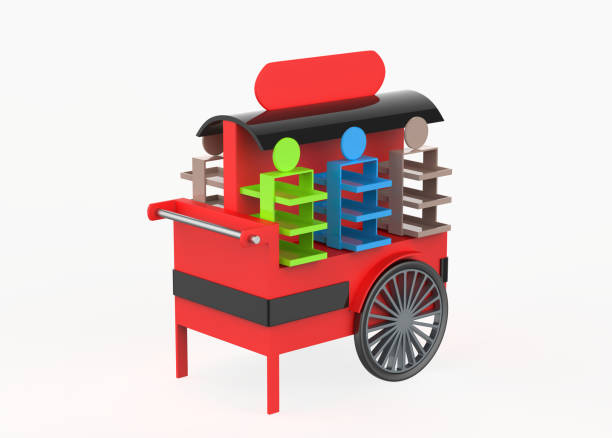 Street Food Bike. food Trolley Cart on a white background. 3d illustration