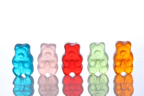 gummy bears candies Close-up of a  gummy bears isolated on white gum drop photos stock pictures, royalty-free photos & images