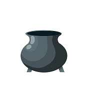 istock Empty Boiler. Big black pot for cooking 1394117067