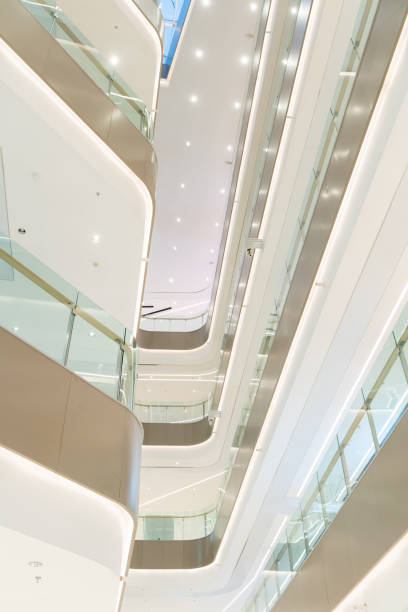 istock low angle view of modern shopping mall interior. 1394118142