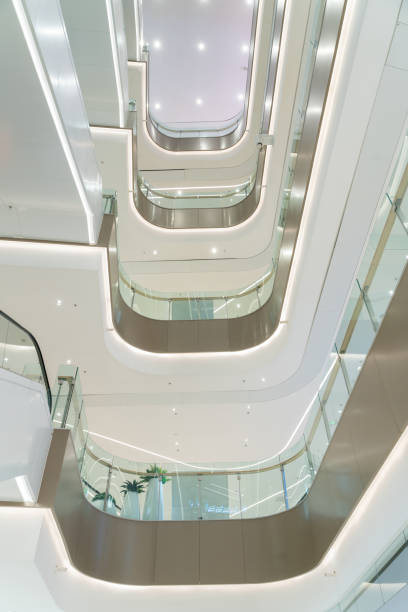 istock low angle view of modern shopping mall interior. 1394118158