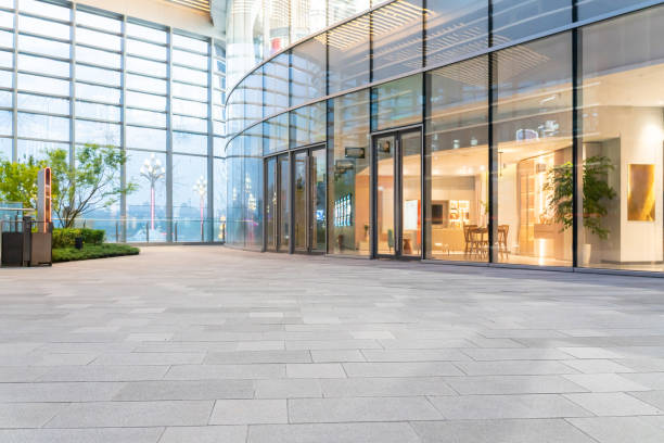 istock empty hallway in the modern shopping mall for showroom. 1394118178
