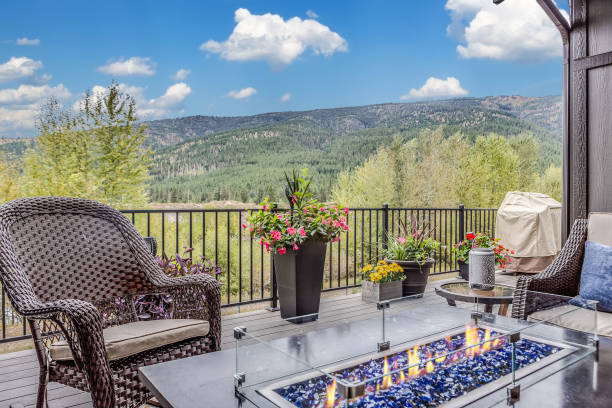 istock Amazing view from deck of fancy home 1394119136