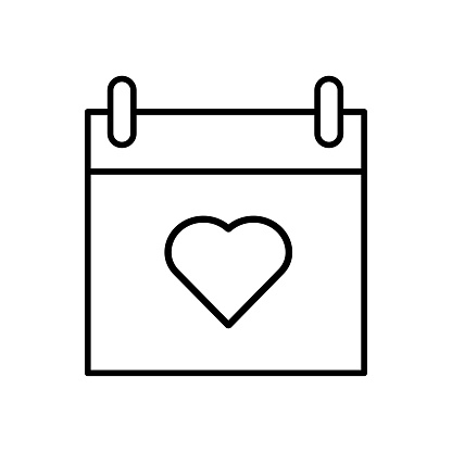 calendar heart icon. Love concept. Calendar reminder. Vector illustration. stock image. EPS 10.