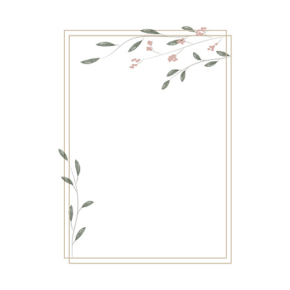 Rectangular frame in minimalistic, rustic and watercolor style.