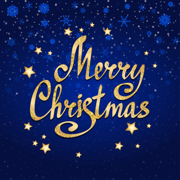 istock Merry Christmas calligraphic lettering with stars. Vector card template. 1394126287