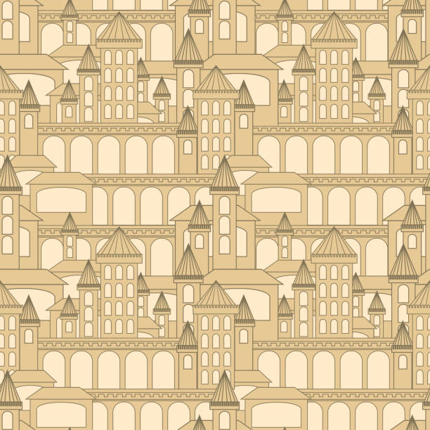 castle bezszwowe pattern.vector ilustracja. - truman balcony stock illustrations