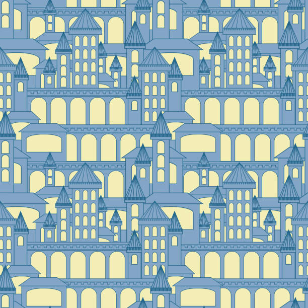 castle bezszwowe pattern.vector ilustracja. - truman balcony stock illustrations