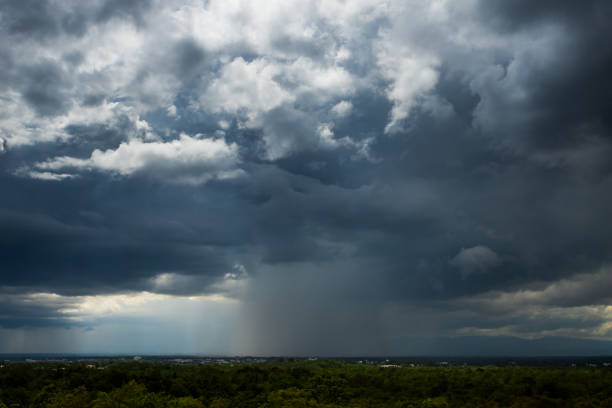 istock Storm clouds with the rain. Nature Environment Dark huge cloud sky black stormy cloud 1394128140