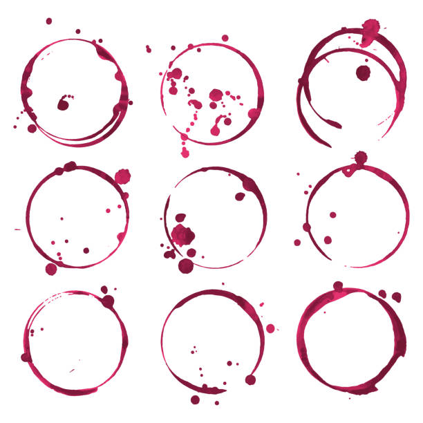 ilustrações de stock, clip art, desenhos animados e ícones de red wine stains. traces wine splashes set. vector. - red wine