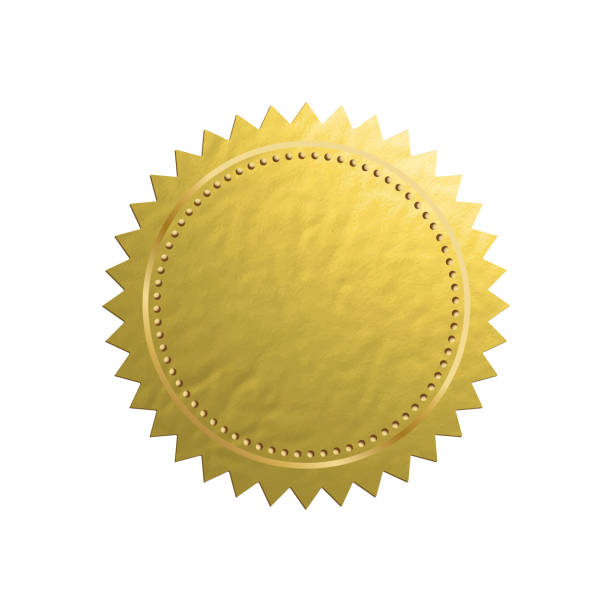 ilustrações de stock, clip art, desenhos animados e ícones de golden stamp isolated on white background. vector - gold circle medallion insignia