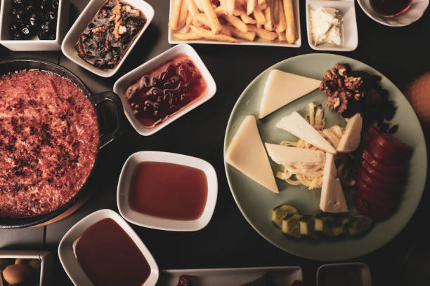 istock Traditional turkish breakfast table with mixed foods. 1394130961