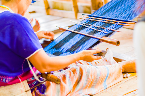 On April 16, 2016, in a small village in Chiang Rai, Thailand, female weavers were seen weaving.