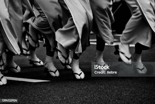 Image Of Foot Movement Of A Woman Dancing Awa Odori Monochrome Stock Photo - Download Image Now
