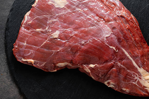istock Fresh raw beef Flank meat on black background 1394138079