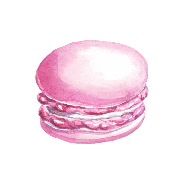 Macaroon. Dessert. Watercolor illustration. Hand-painted Macaroon. Dessert. Watercolor illustration. Hand-painted macaroon stock illustrations