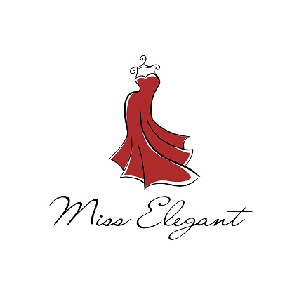 long red dress on a hanger logo illustration