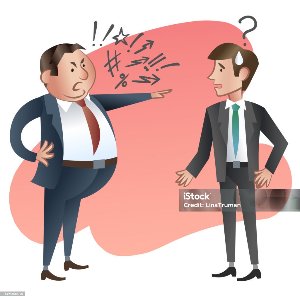 Angry Boss Image Angry Boss With Employee Vector Illustration Stock Illustration ...
