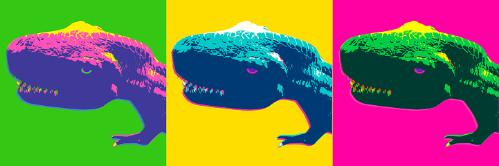 Posterised or Pop Art styled Tyrannosaurus Rex. Prehistoric Era, Animal, Jurassic, Dinosaur, The Past,