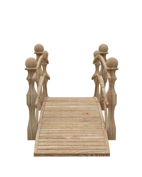 istock Rustic wooden garden bridge isolated on white background. 3D illustration. 1394153082