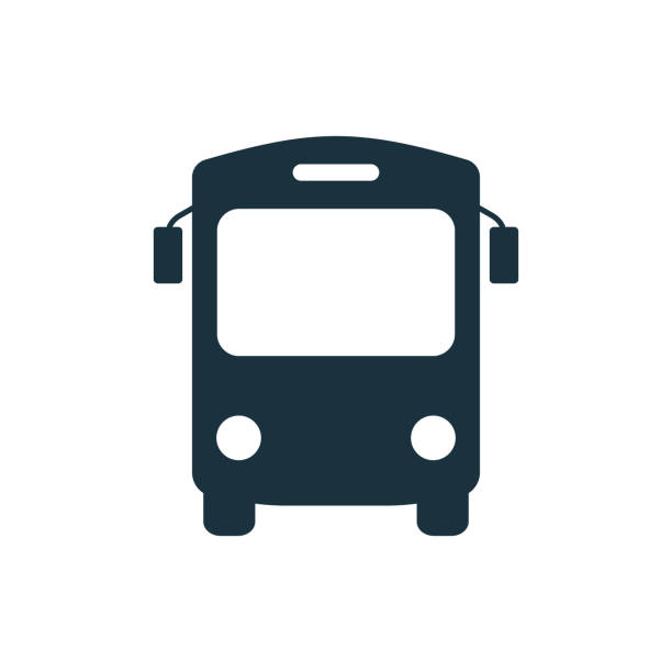 Black Bus Silhouette Icon. School Shuttle Glyph Pictogram. Stop Station for City Public Vehicle Transport Icon. Bus in Front View Sign. Simple Design. Isolated Vector Illustration Black Bus Silhouette Icon. School Shuttle Glyph Pictogram. Stop Station for City Public Vehicle Transport Icon. Bus in Front View Sign. Simple Design. Isolated Vector Illustration. Bus stock illustrations