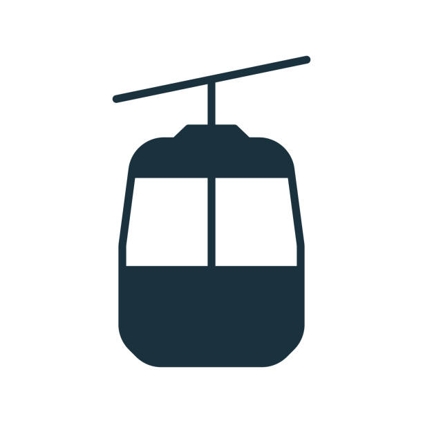 ikona sylwetki kolejki linowej na narty górskie. gondola, kolejka linowa, kolejka linowa, winda glyph pictogram. symbol kolejki linowej. kolej linowa czarny znak dla turystyki zimowej i wspinaczki. izolowana ilustracja wektorowa - gondola stock illustrations