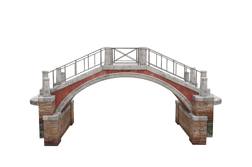 3D rendering of Venetian style bridge isolated on white background.