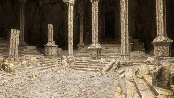 istock Ancient medieval fantasy temple ruin. 3D illustration. 1394154782
