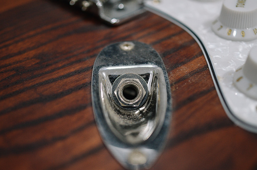 close up shot of electric guitar