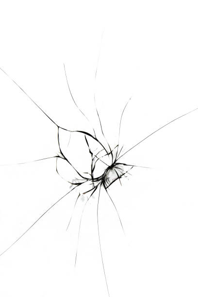 istock Broken glass on window isolated crack on white background. Cracks concept for design. 1394156869
