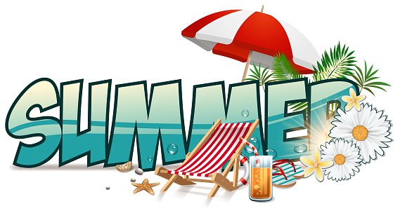 Drawn of vector beach day sign. This file of transparent and created by illustrator CS6.