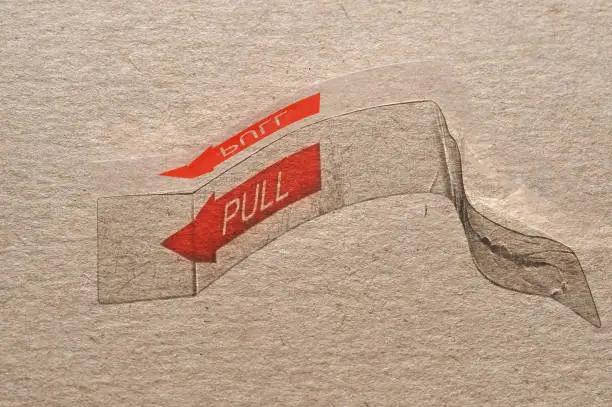 Photo of red pull label