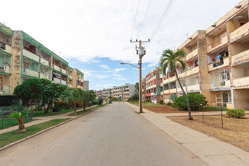 Architecture in Cuba: Santa Marta. Side view of residential buildings