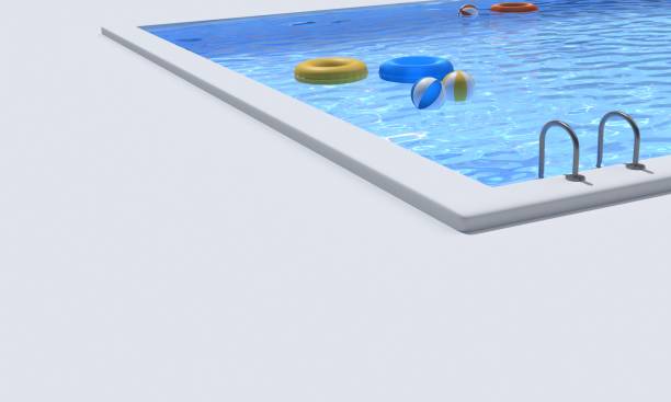 istock Pool and float and beach ball image 3dcg illustration 1394165435