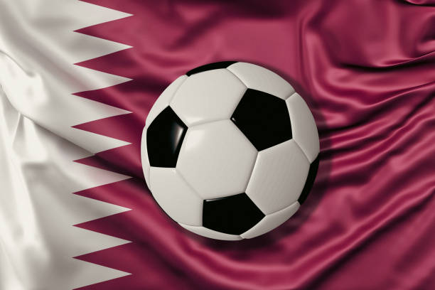 istock Soccer Ball with Qatar flag 1394165466
