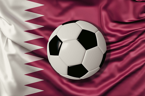 Soccer Ball with Qatar flag